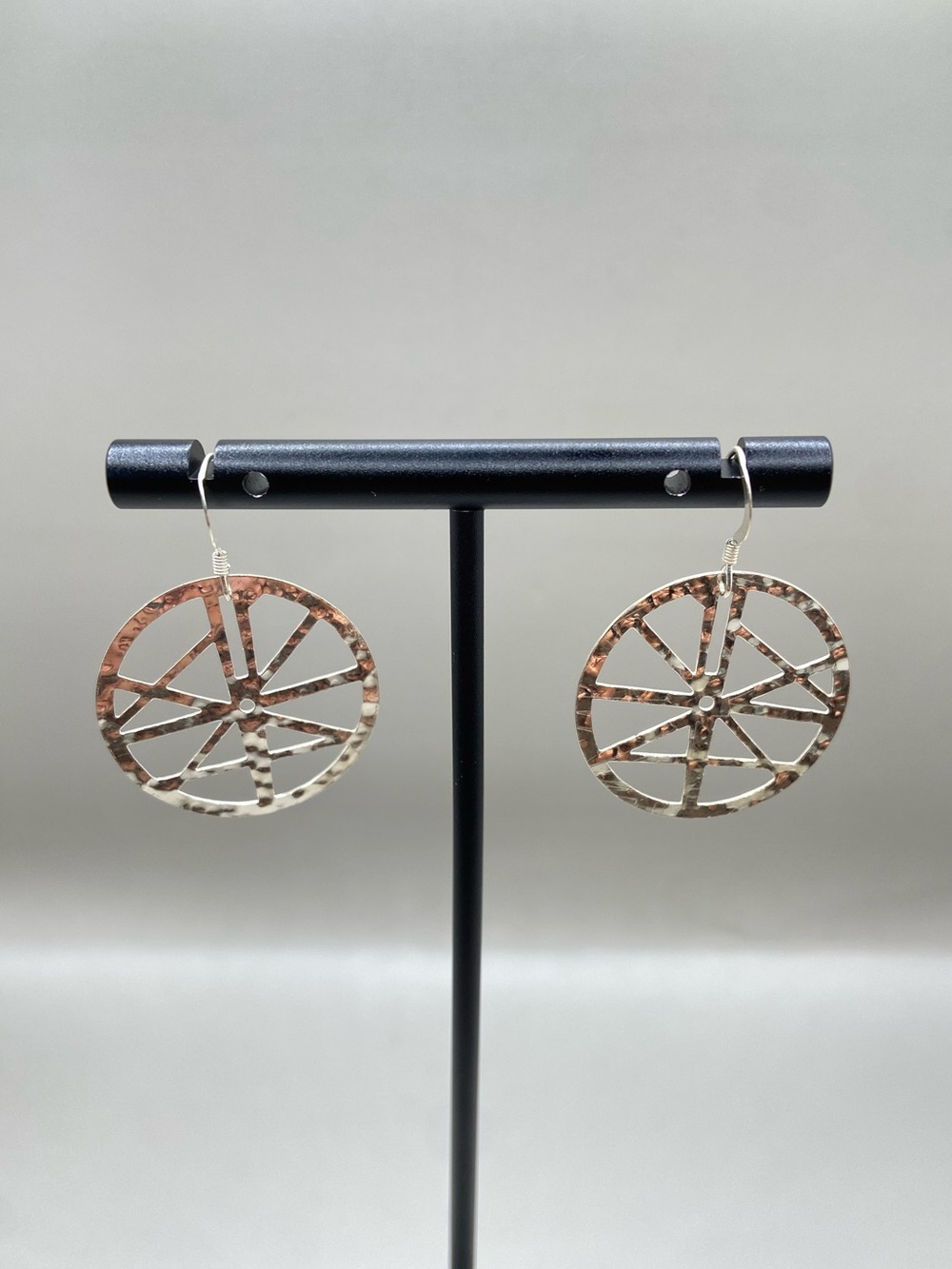 Sterling Silver Open Work Geometric Web Earrings